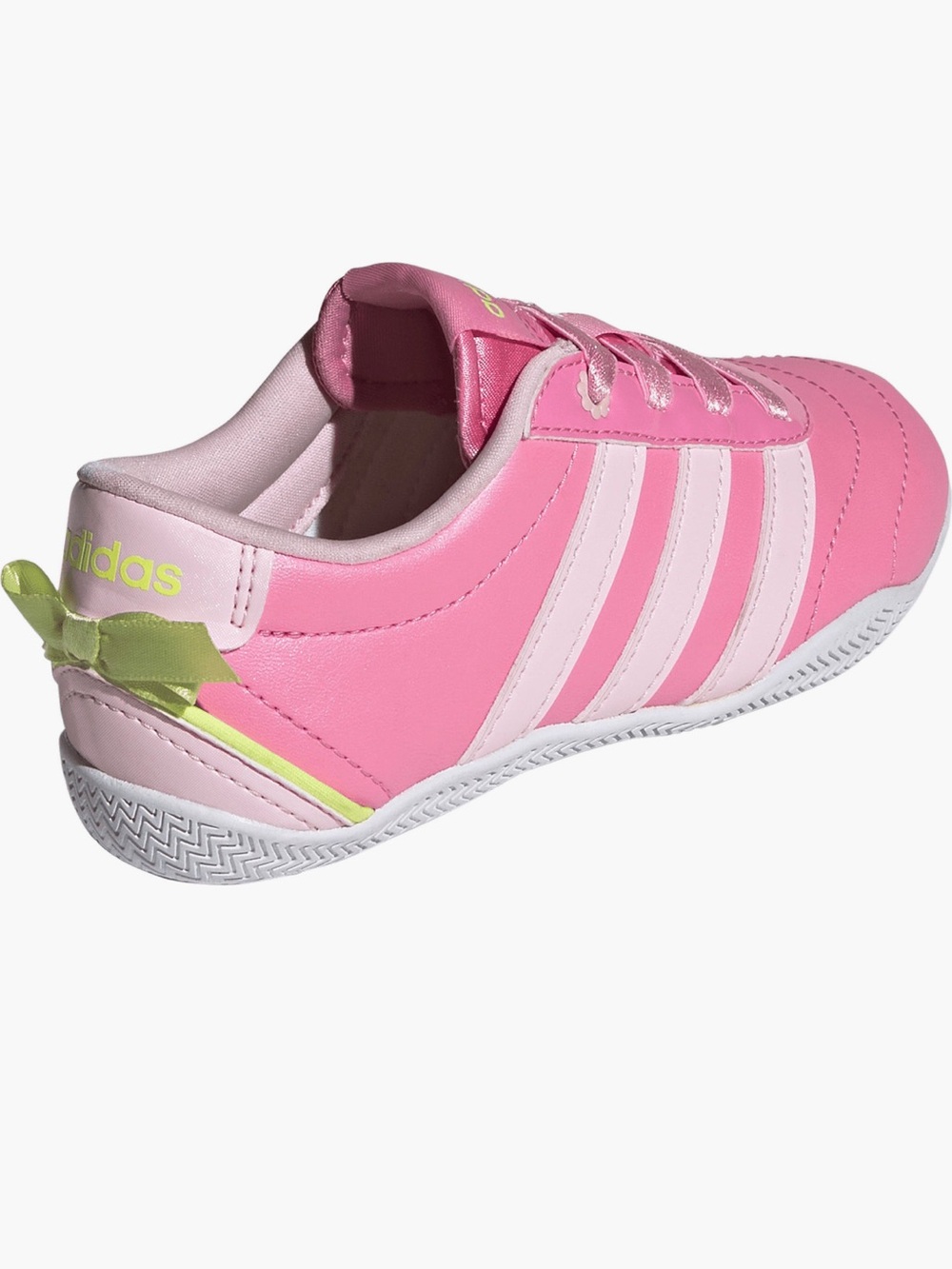 adidas Kids Pink and Light Pink Sneakers with Neon Yellow Accent